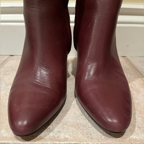Banana Republic Tall Burgundy Red / Maroon Buckle Leather Boots, Size 9 - Picture 5 of 14